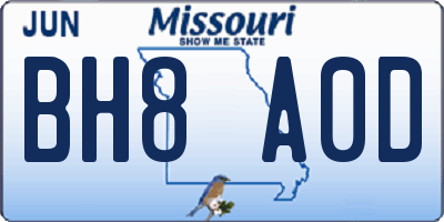 MO license plate BH8A0D