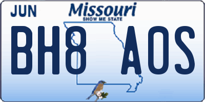 MO license plate BH8A0S