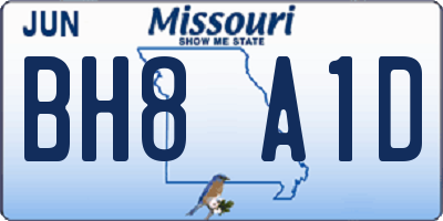 MO license plate BH8A1D