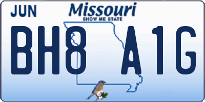 MO license plate BH8A1G