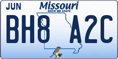 MO license plate BH8A2C