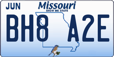 MO license plate BH8A2E