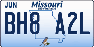 MO license plate BH8A2L