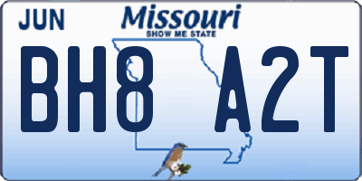MO license plate BH8A2T