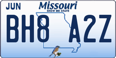 MO license plate BH8A2Z