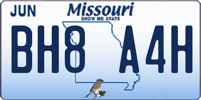 MO license plate BH8A4H