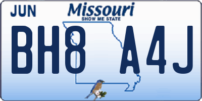 MO license plate BH8A4J