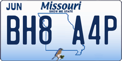 MO license plate BH8A4P