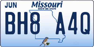 MO license plate BH8A4Q