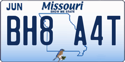 MO license plate BH8A4T