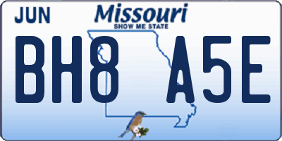MO license plate BH8A5E