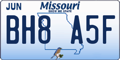 MO license plate BH8A5F