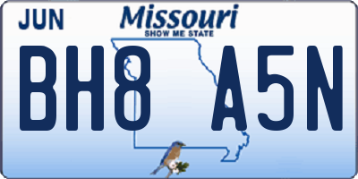 MO license plate BH8A5N