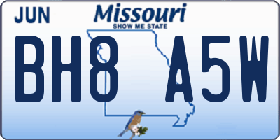 MO license plate BH8A5W