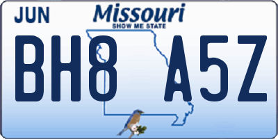 MO license plate BH8A5Z