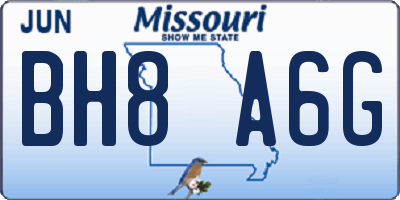 MO license plate BH8A6G