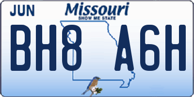 MO license plate BH8A6H
