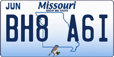 MO license plate BH8A6I