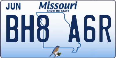 MO license plate BH8A6R