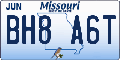 MO license plate BH8A6T