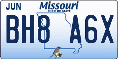 MO license plate BH8A6X