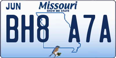 MO license plate BH8A7A