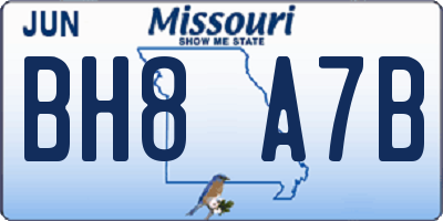 MO license plate BH8A7B
