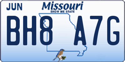 MO license plate BH8A7G