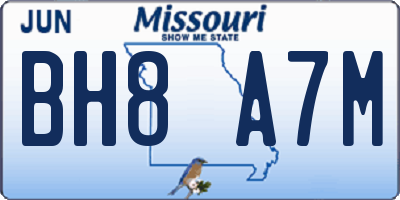 MO license plate BH8A7M