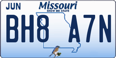 MO license plate BH8A7N