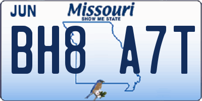 MO license plate BH8A7T