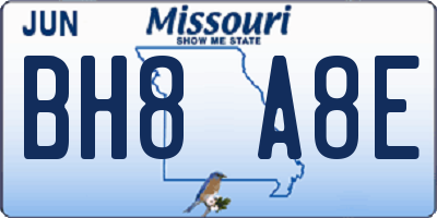 MO license plate BH8A8E