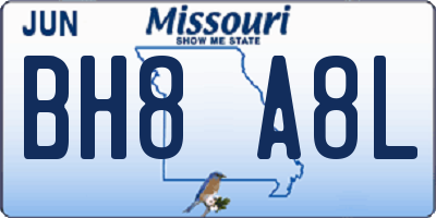 MO license plate BH8A8L