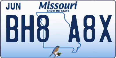MO license plate BH8A8X