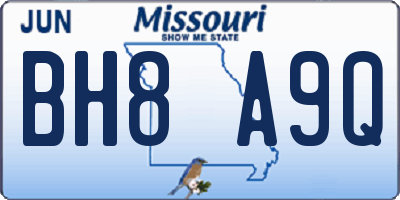 MO license plate BH8A9Q