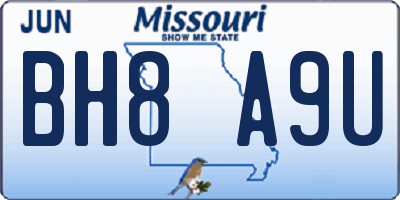 MO license plate BH8A9U