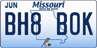 MO license plate BH8B0K