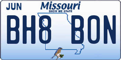 MO license plate BH8B0N