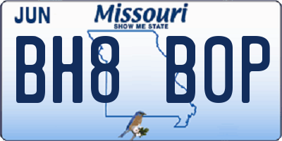 MO license plate BH8B0P