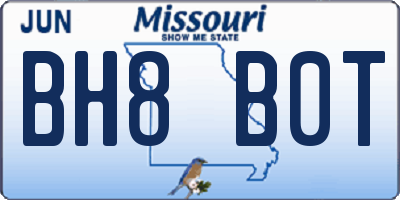 MO license plate BH8B0T