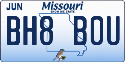 MO license plate BH8B0U