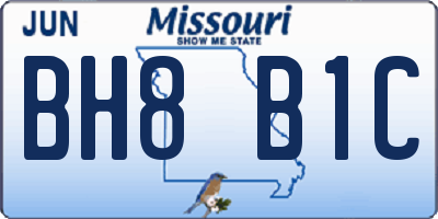 MO license plate BH8B1C