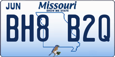 MO license plate BH8B2Q