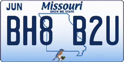 MO license plate BH8B2U