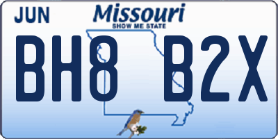 MO license plate BH8B2X