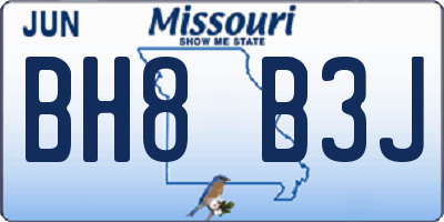 MO license plate BH8B3J