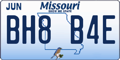 MO license plate BH8B4E