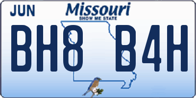 MO license plate BH8B4H