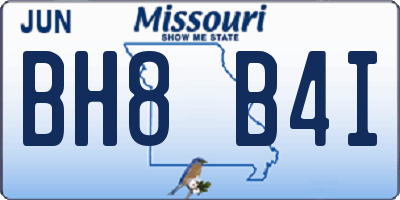 MO license plate BH8B4I