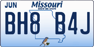 MO license plate BH8B4J